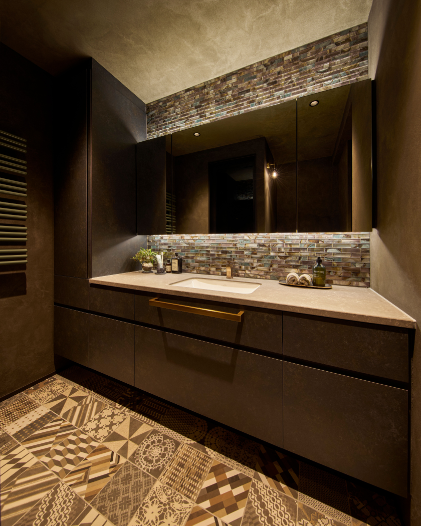 Bathroom with unique floor