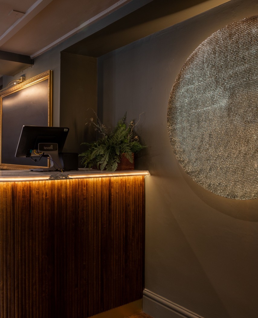 Reception with moon artwork