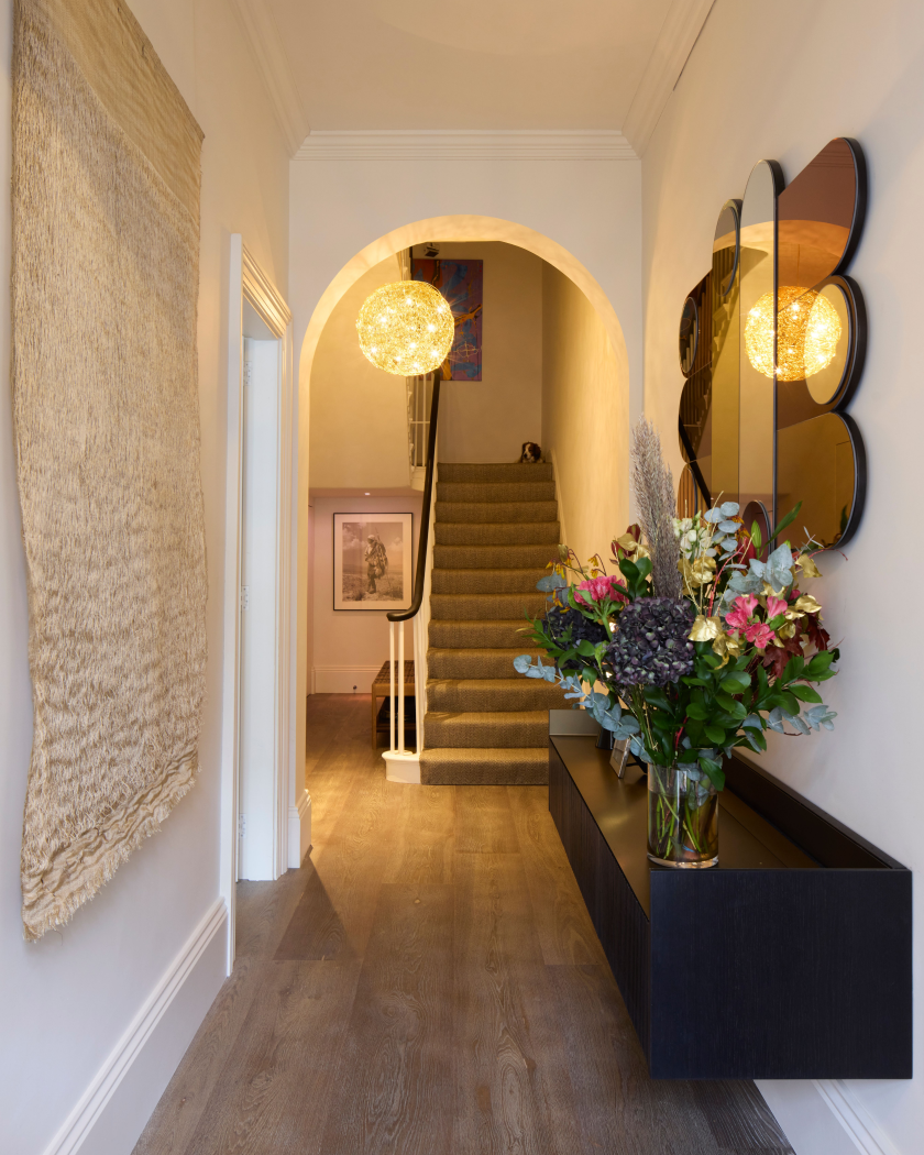 Hallway with art