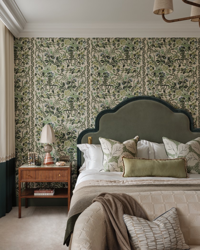 bed and wallpaper