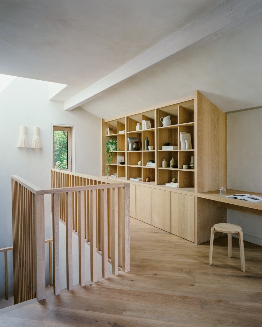 Landing with wooden furniture