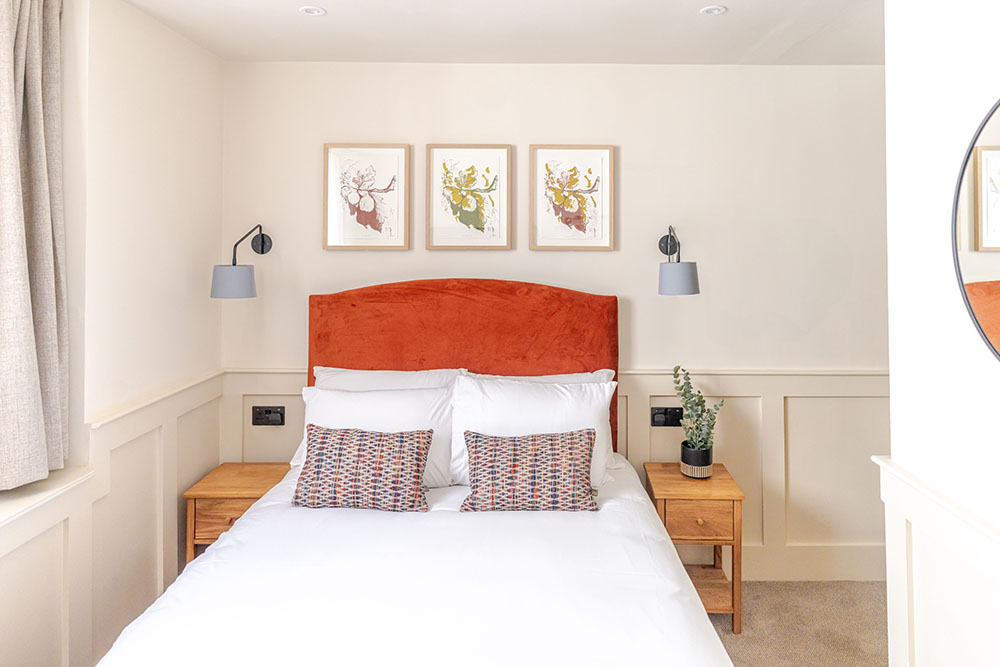 Bedroom red headboard