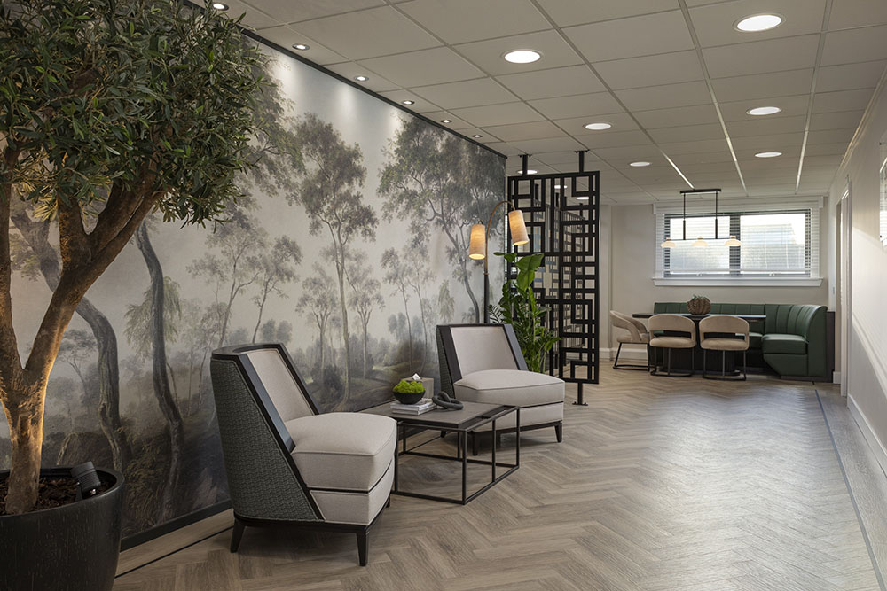 Waiting area and mural