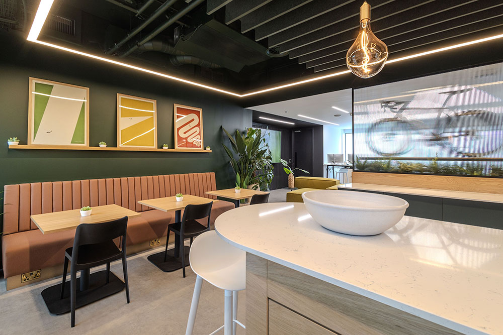 Counter and banquette seating