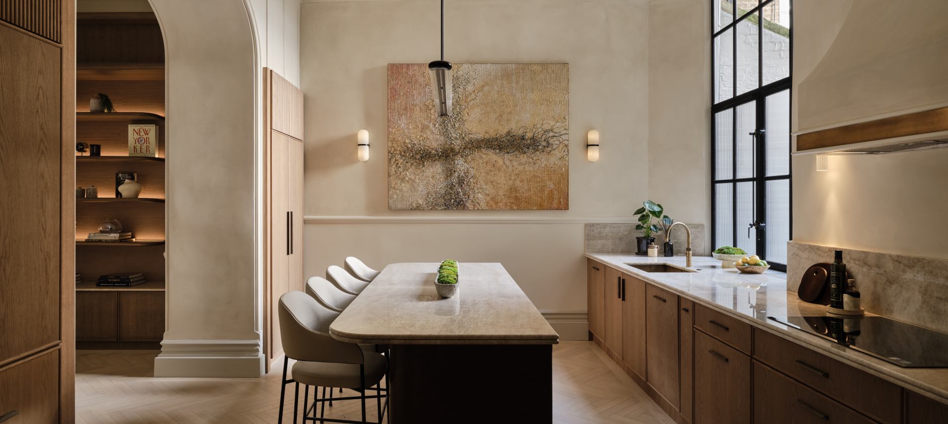 Kitchen with island counter