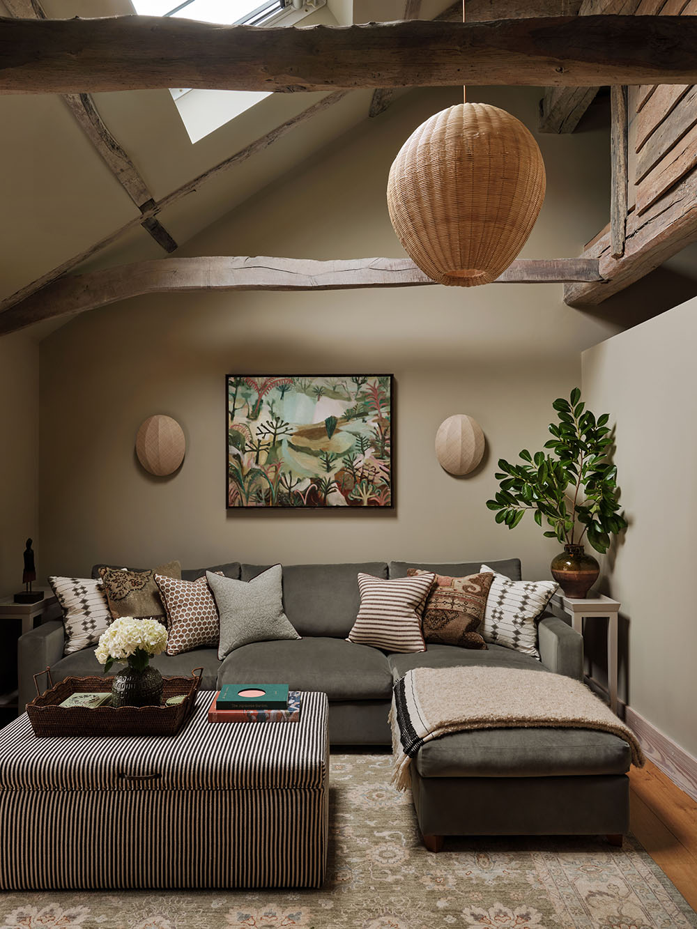 sofa under double height ceiling