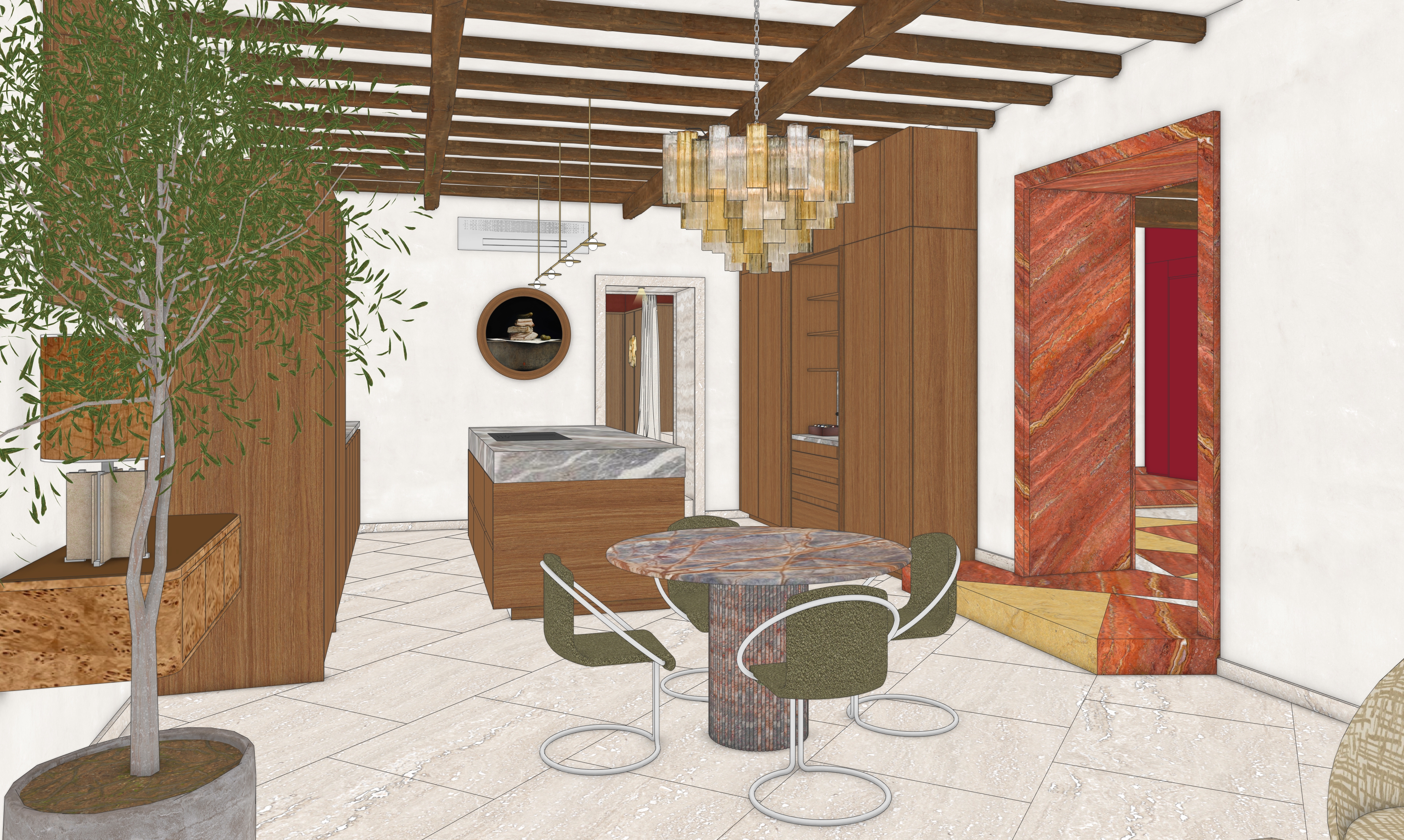 Dining and kitchen