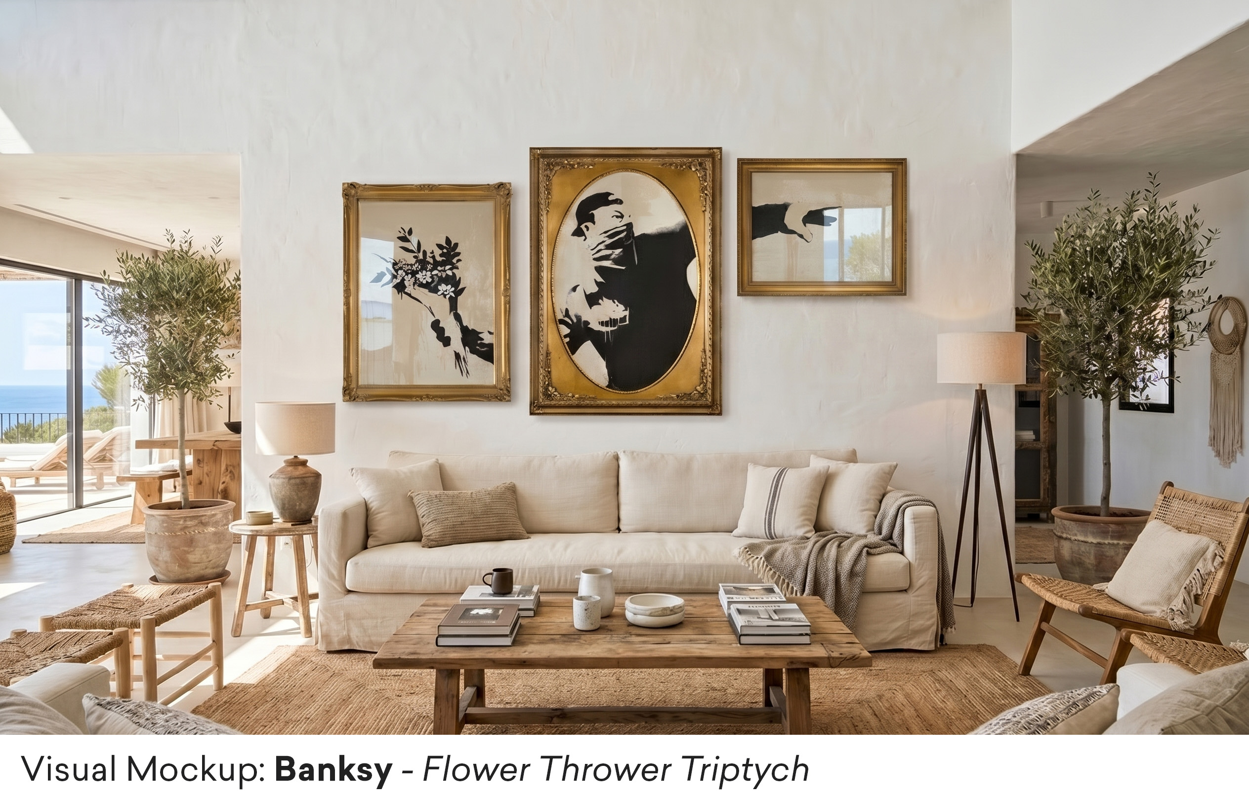 Banksy - Flower Thrower Triptych - Mockup