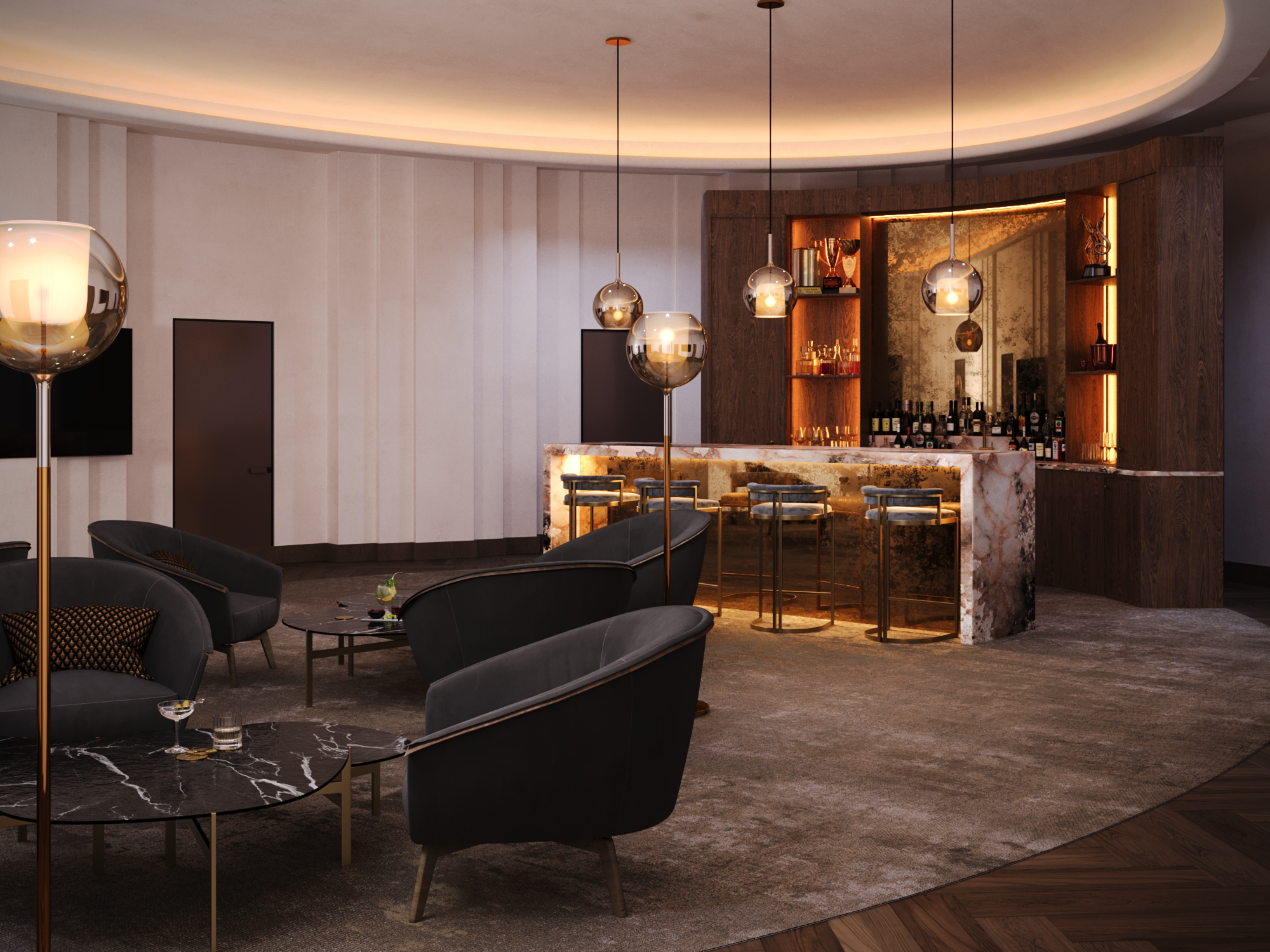 Bar area with seating