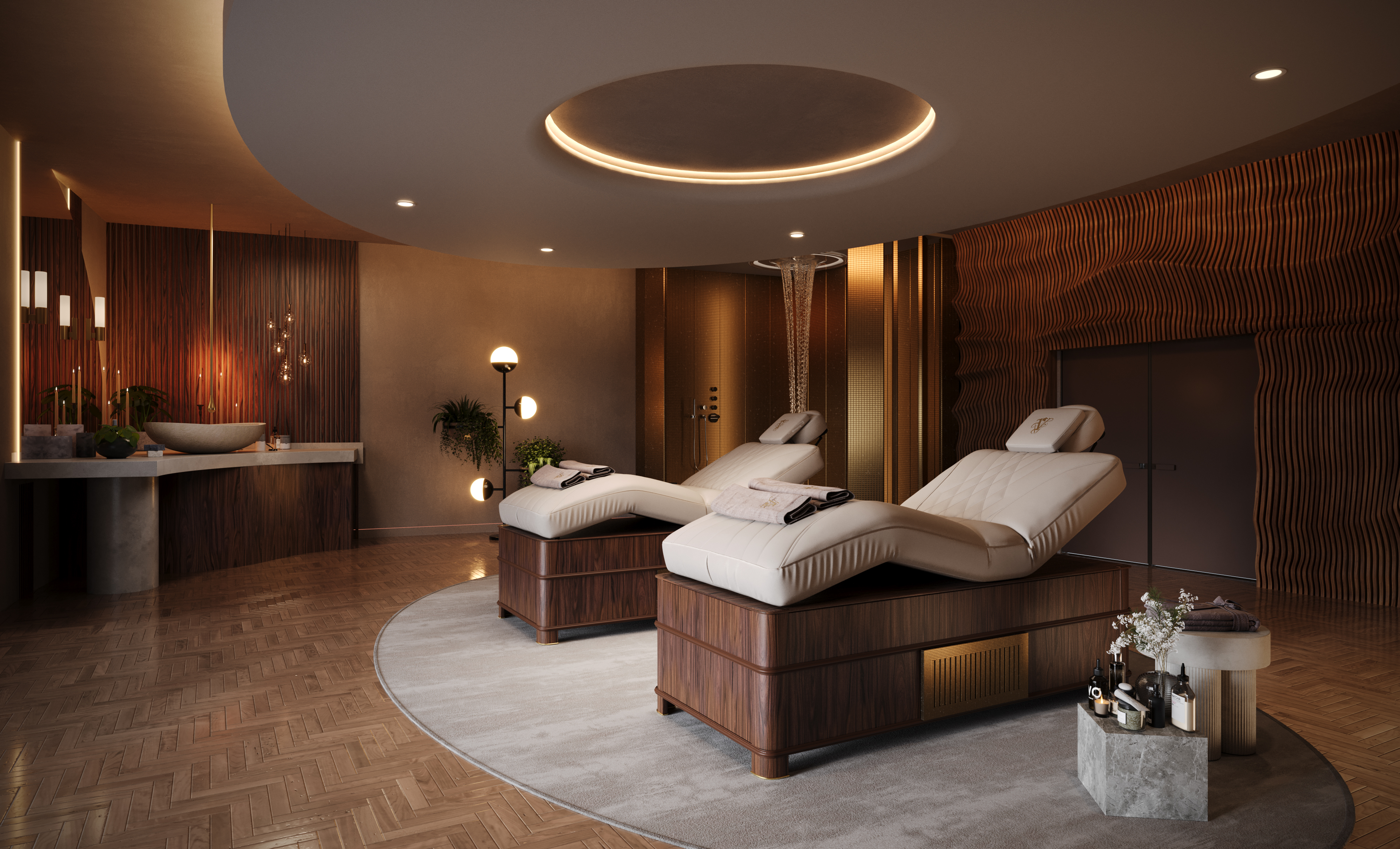 Treatment room with 2 massage beds