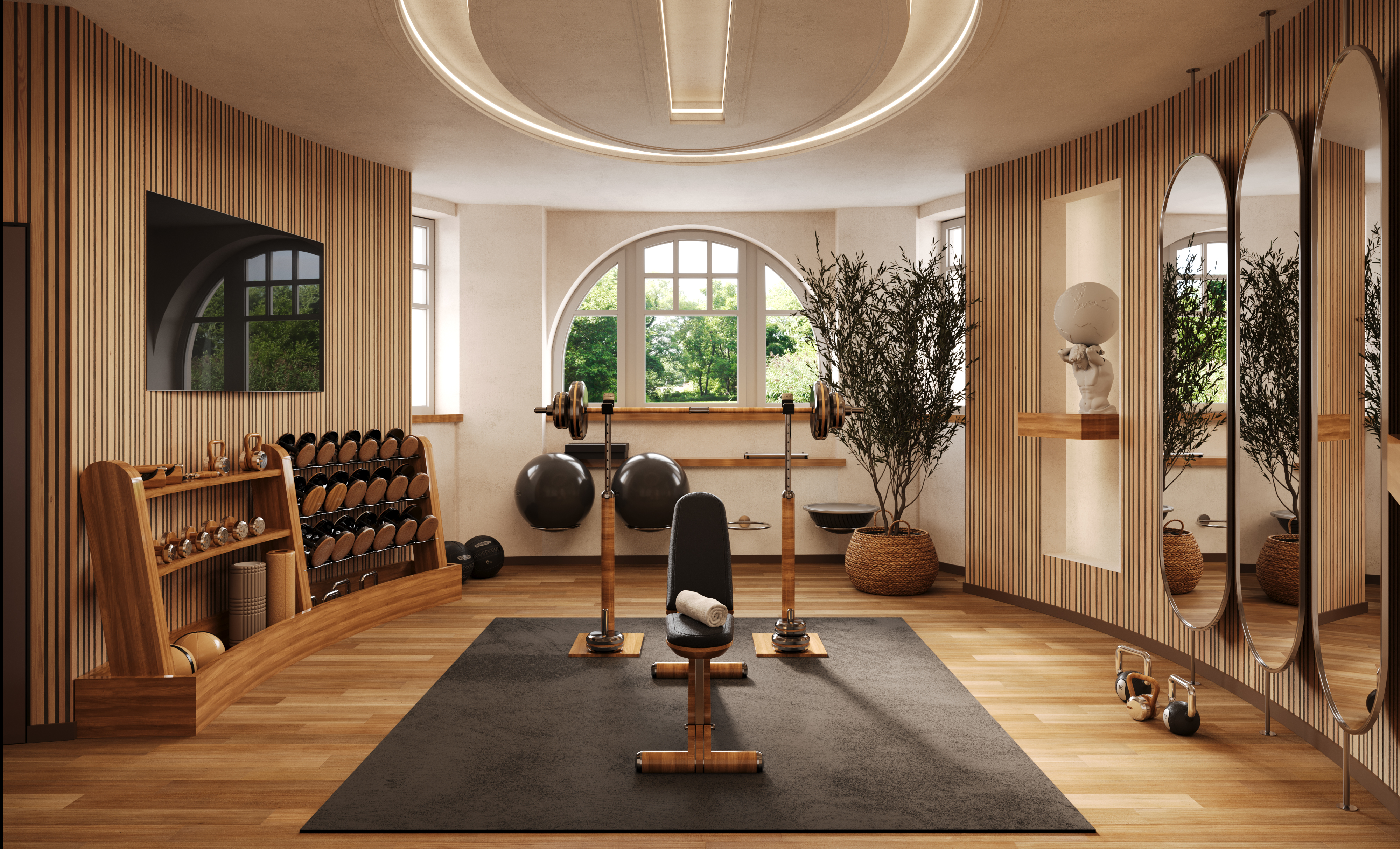 A gym space for lifting weights