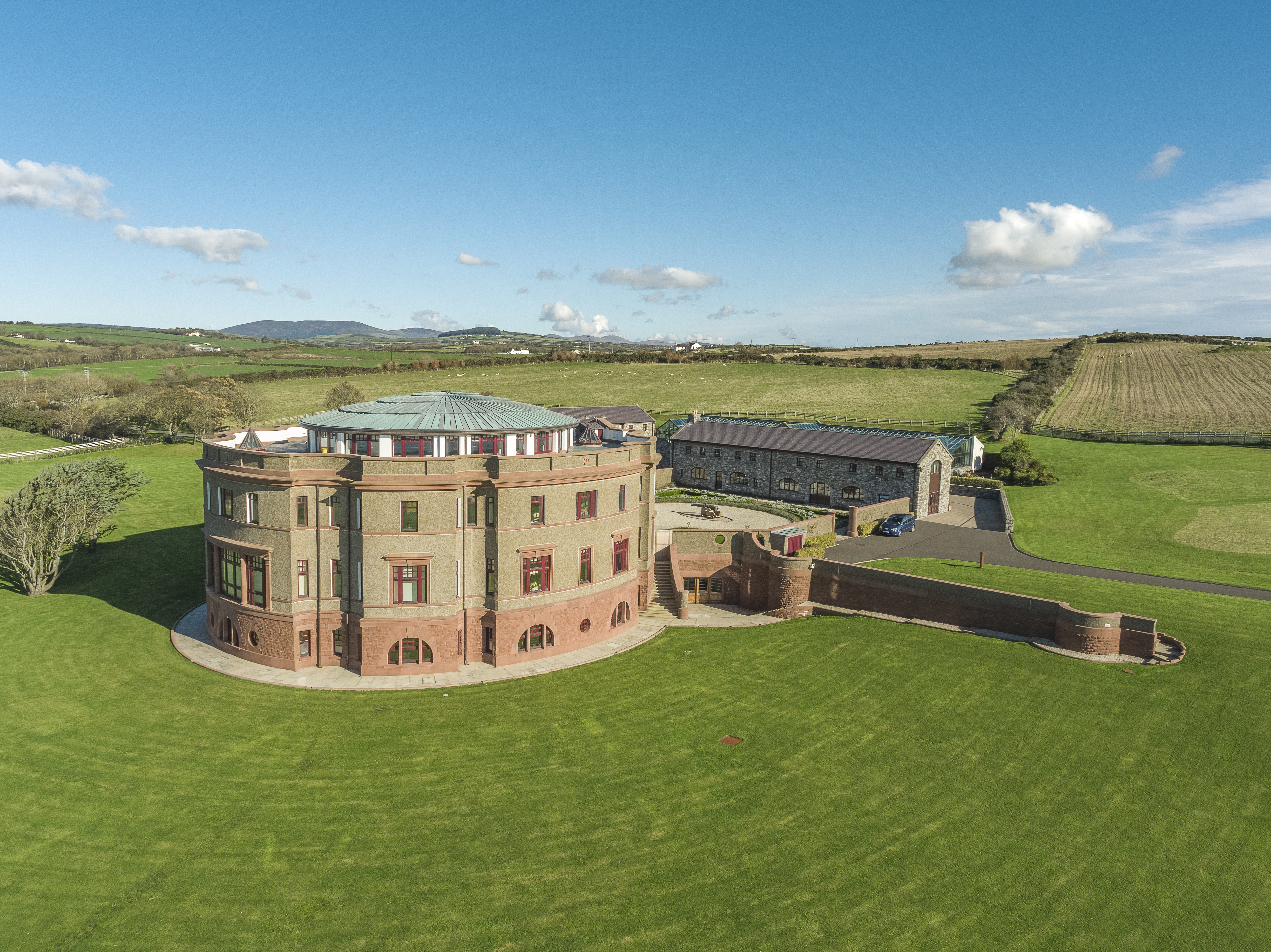 The exterior of large private residence taken by drone