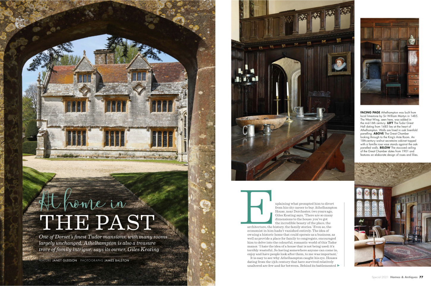 Magazine article about Athelhampton House in Dorset