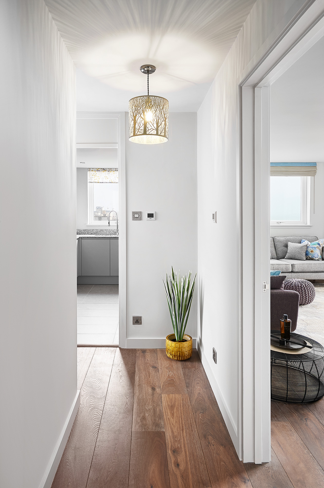 Welcoming mid century hallway