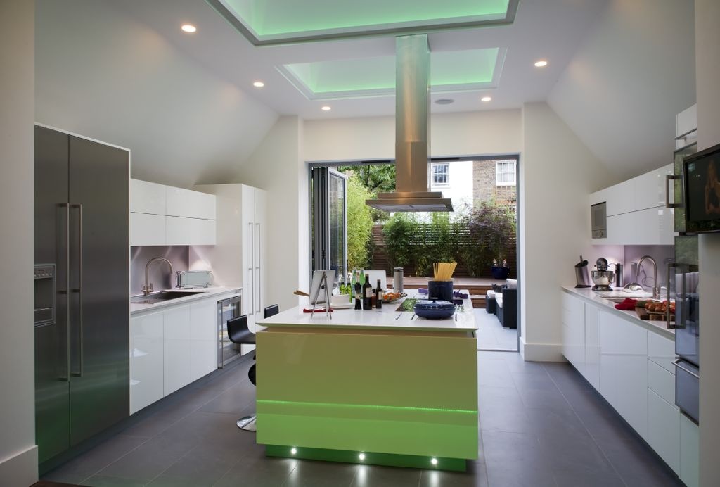 Sleek Kitchen with LED Lighting