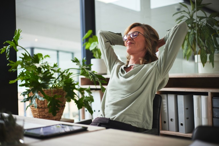 Woman Relaxed At Work