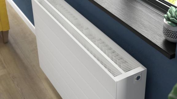 White radiator under a window