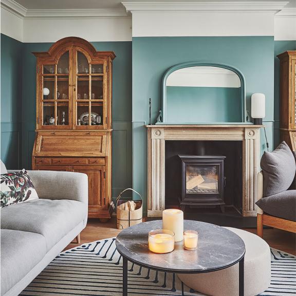 Living room with fire